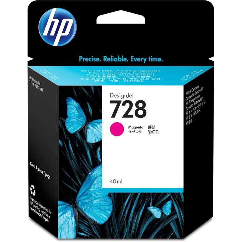 HP 728 Magenta Cartouche d'encre d'origine - F9J62A