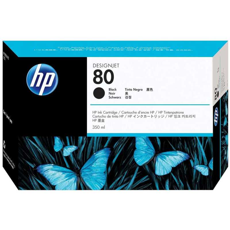 HP 80 Noir Cartouche d'encre d'origine 350 ml - C4871A
