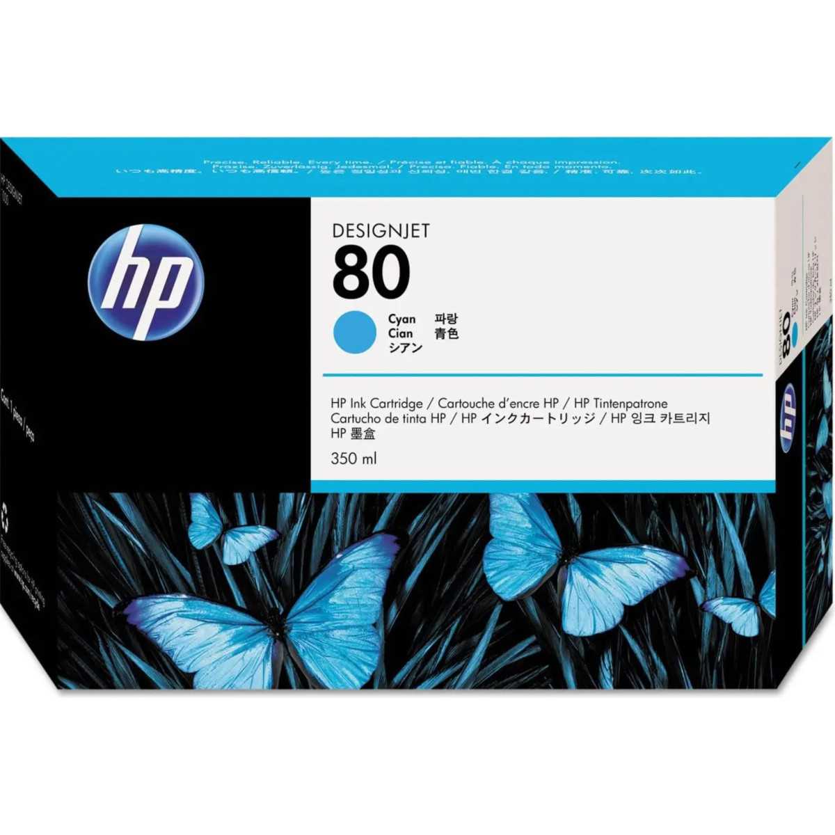 HP 80 Cyan Cartouche d'encre d'origine 350 ml - C4846A HP 80 Cyan Cartouche d'encre d'origine 350 ml - C4846A