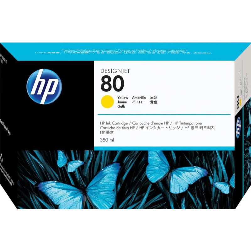 HP 80 Jaune Cartouche d'encre d'origine 350 ml - C4848A