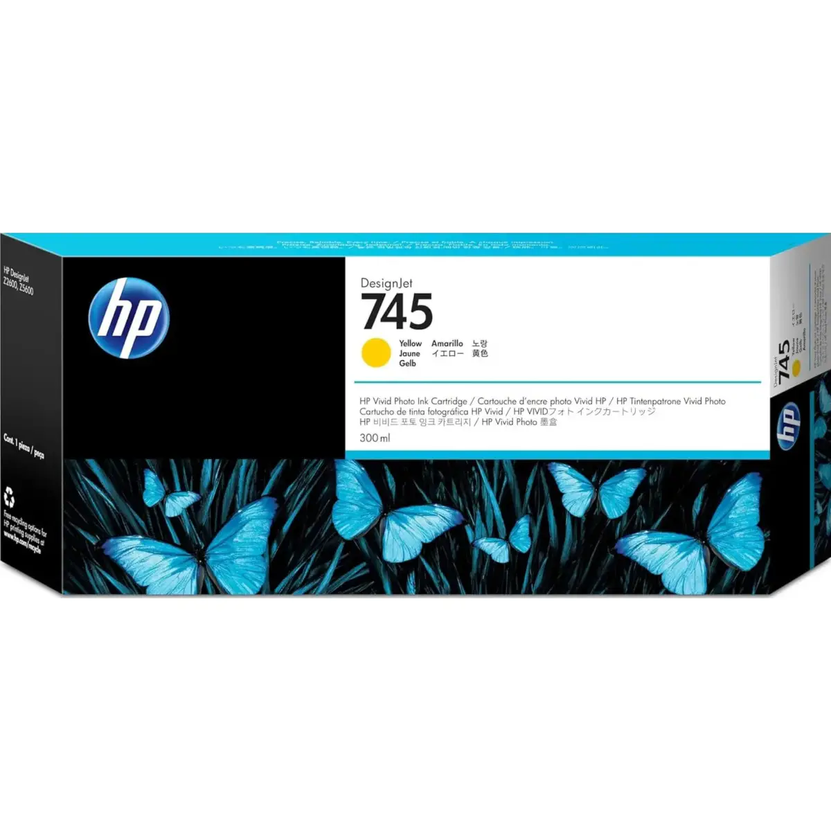 HP 745 Jaune Cartouche d'encre d'origine - F9J96A