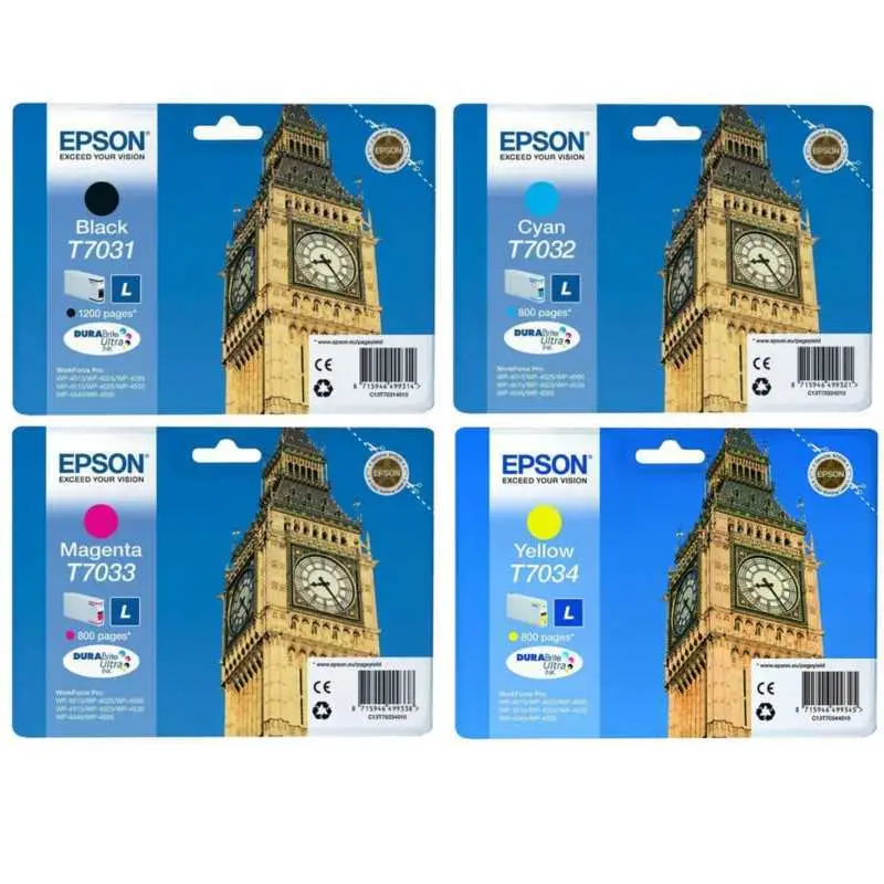 Epson T7031/7032/7033/7034 Big Ben Pack de 4 Cartouches d'encre d'origine