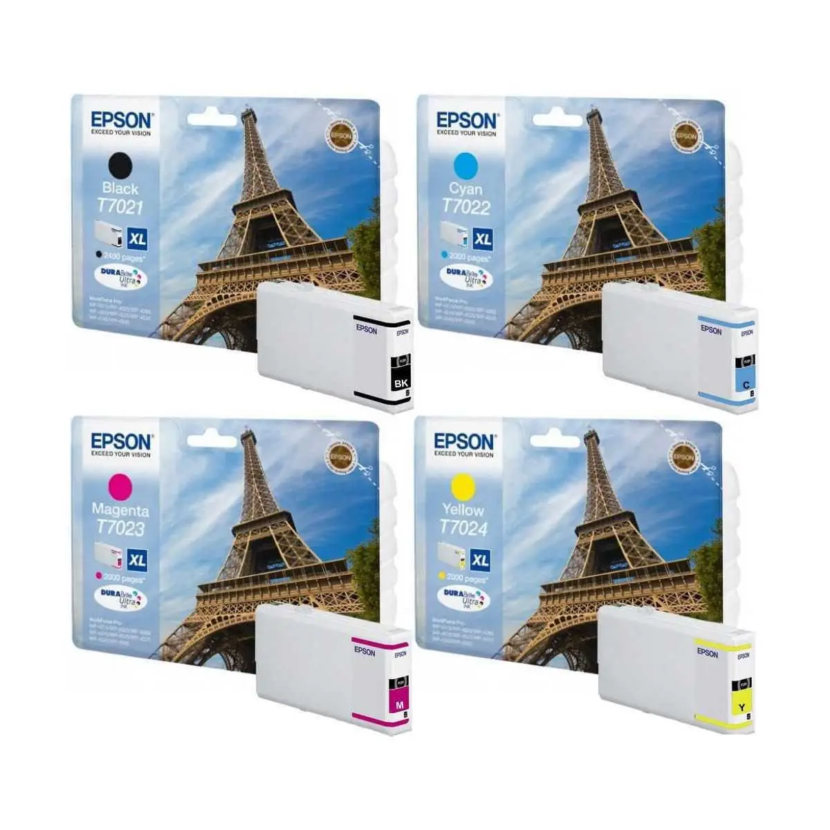 Epson T7021XL/T7022XL/T7023XL/T7024XL Tour Eiffel Pack de 4 cartouches d'origine
